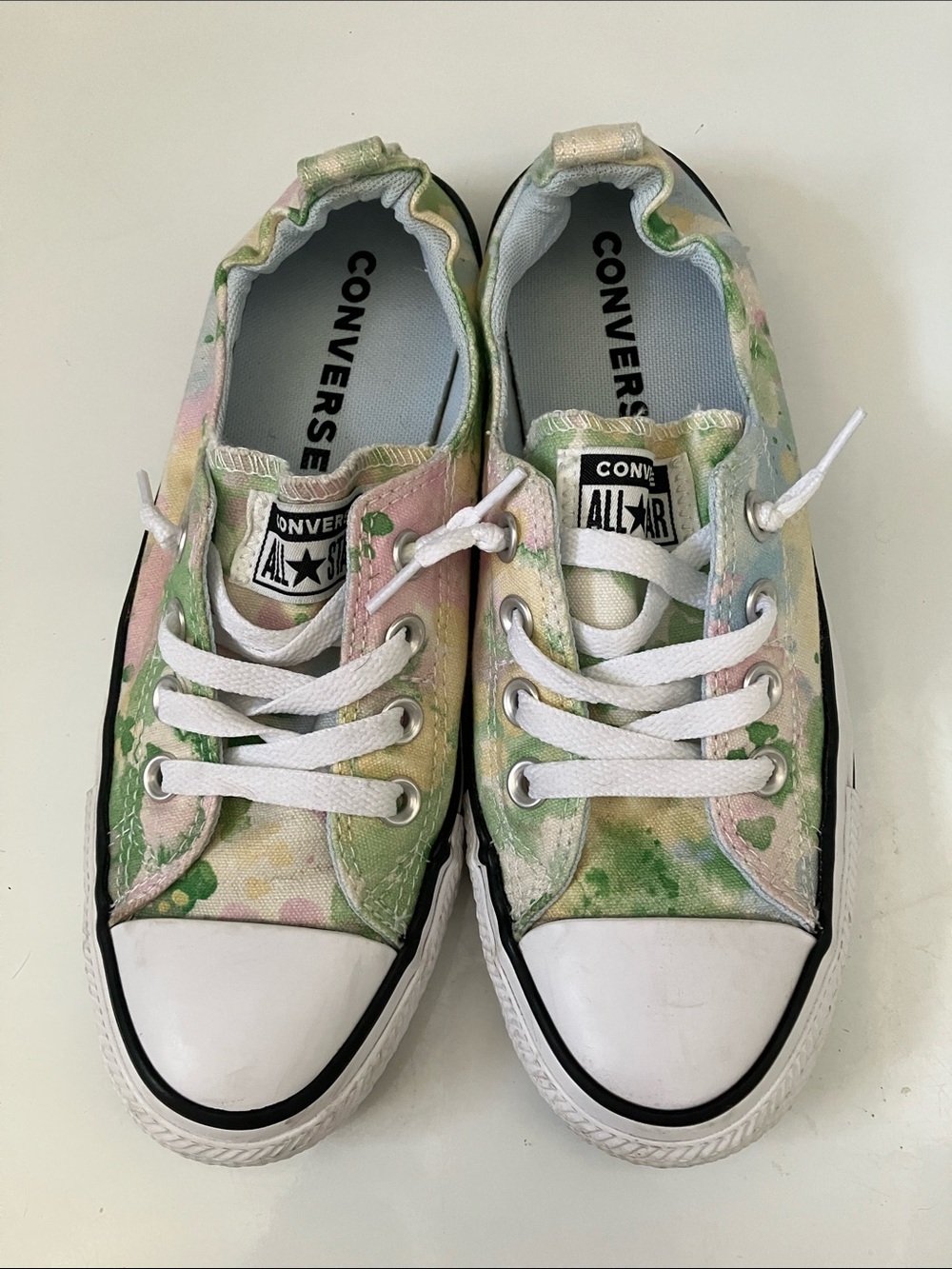 Converse Tie-Dye Low Top Sneakers — Green, Pink & Yellow Accent